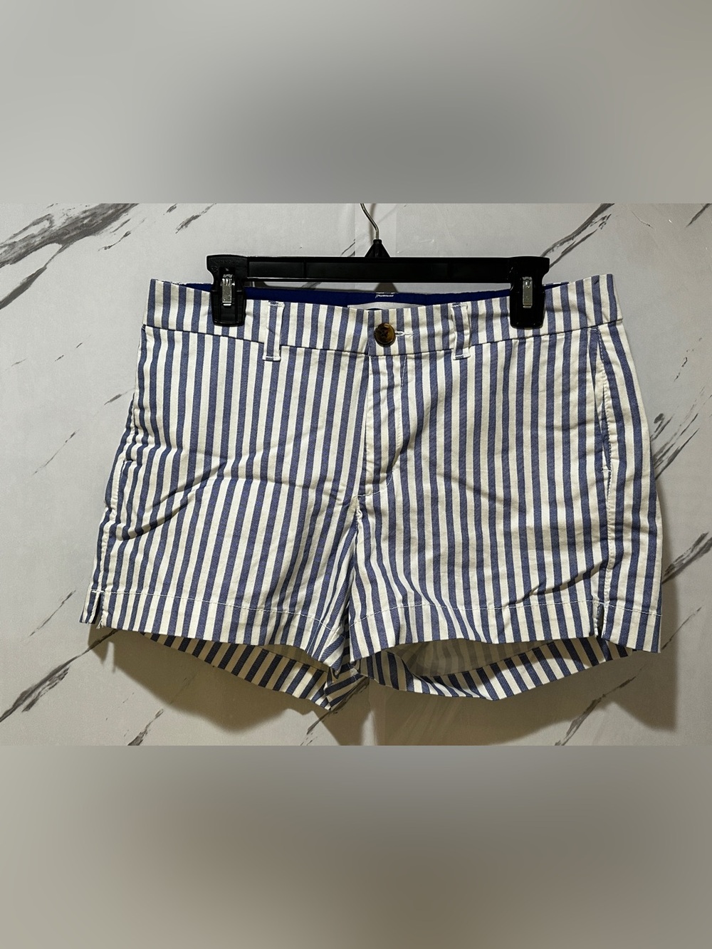 Blue & White Striped Stretch Shorts Size 8 Summer Coastal - Picture 7 of 9